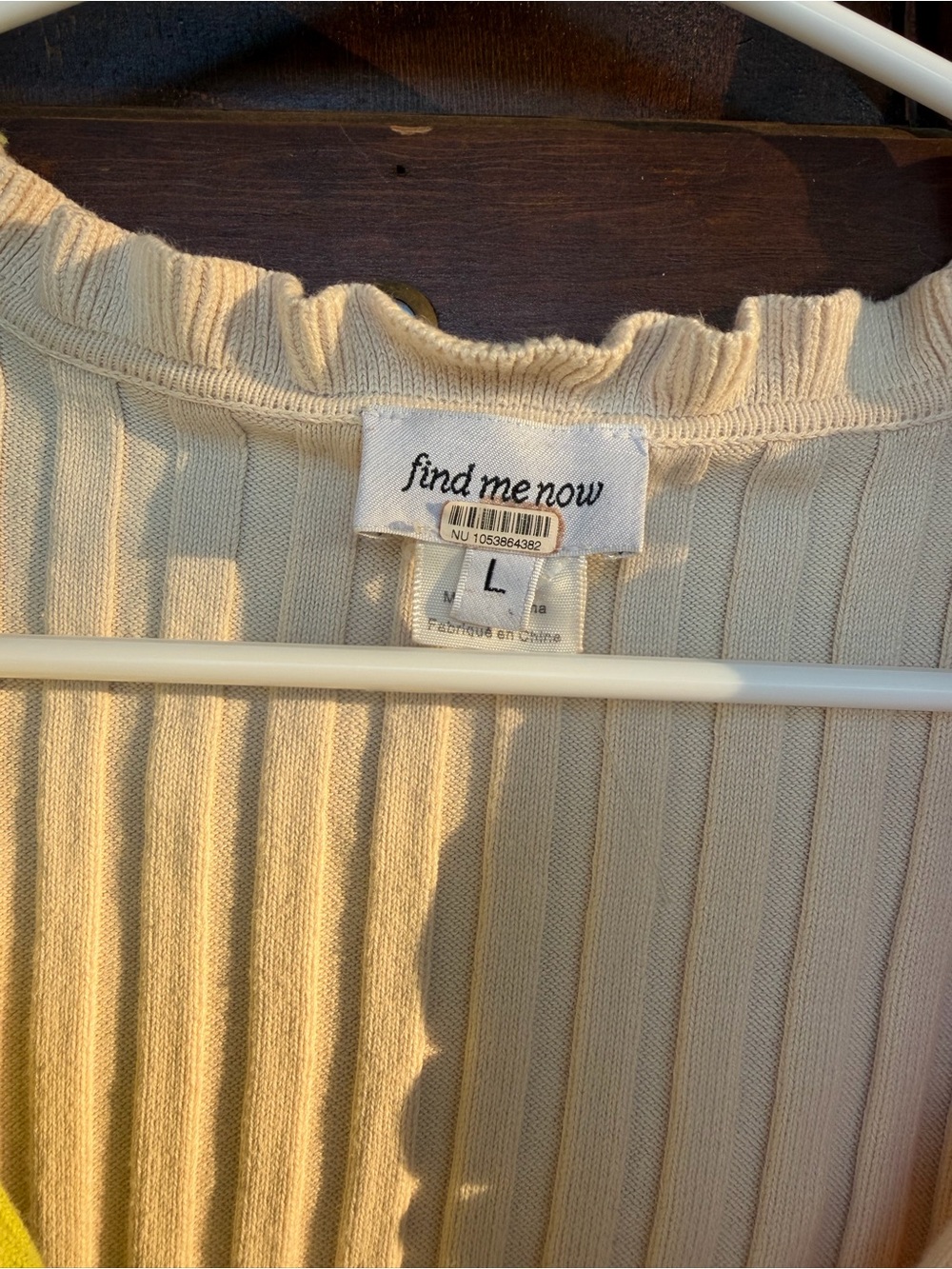 Two-Tone Ruffled Rib Knit Tank Top - Lime & Cream - Picture 5 of 6